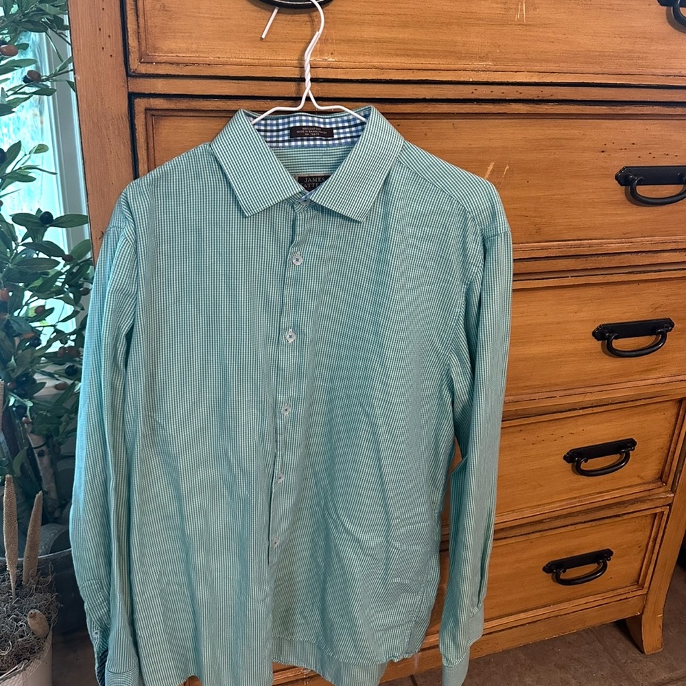 Men’s James Tattersall London 
Green and white Dress shirt - Picture 2 of 6